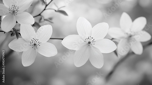 Delicate, white blossoms on branches