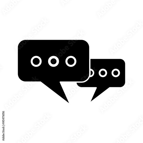 Vector line icon of speech bubbles, typically used to represent communication, conversation, messaging, or dialogue. The icon often features one or more overlapping speech bubbles with tail-like point