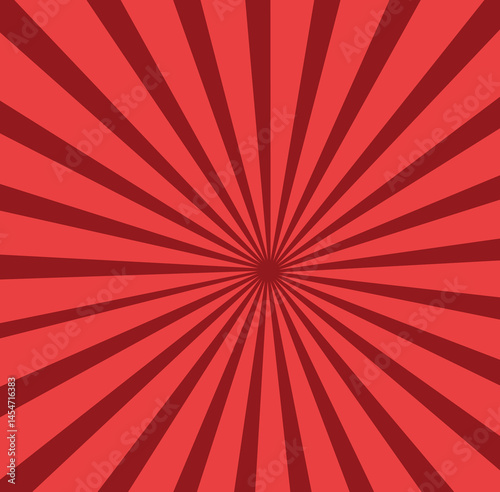 Abstract dark red sun rays sunburst backdrop background. seamless retro vintage burst sunrise . Cartoon pop art template summer banner background.