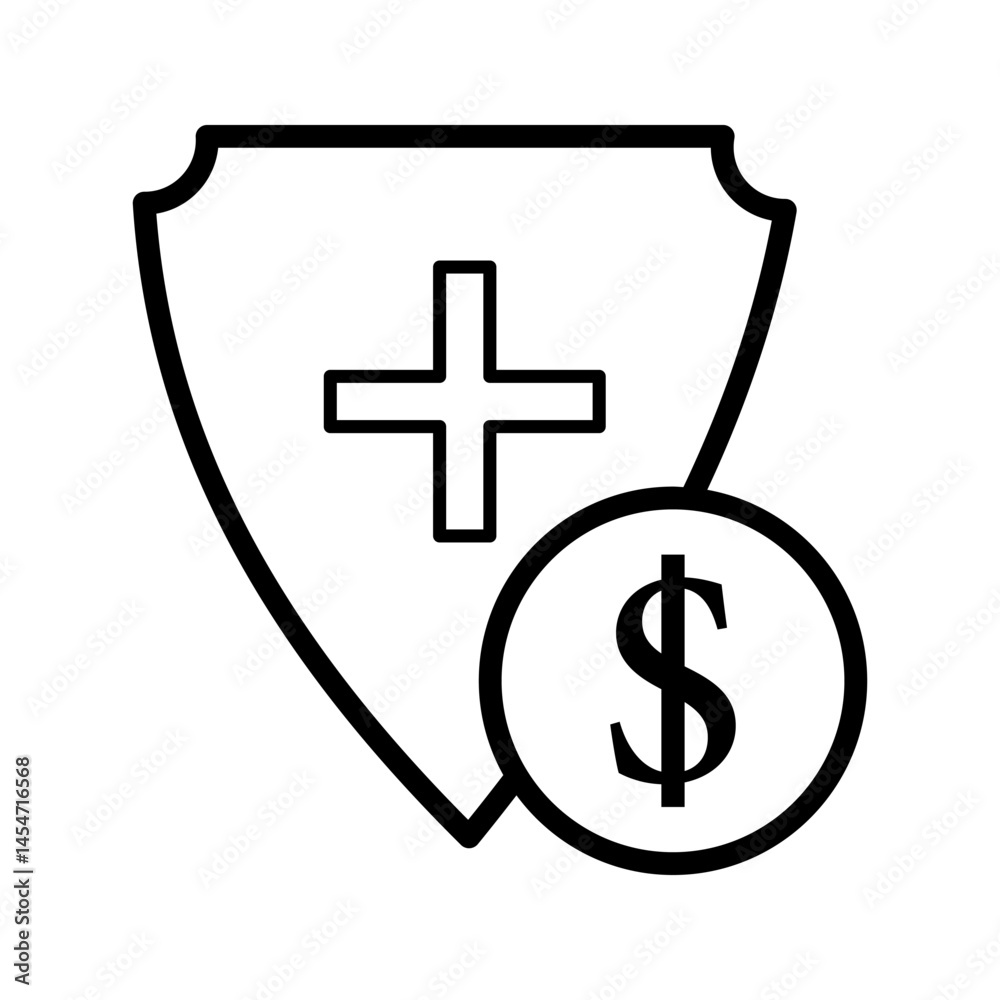 Obraz premium Emergency fund icon in outline vector style. Represents financial savings for emergencies, unexpected expenses, and financial planning. Perfect for personal finance apps, budgeting platforms, and fina