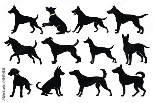 Dog Silhouettes Collection – Pet, Puppy, and Animal Icon Set