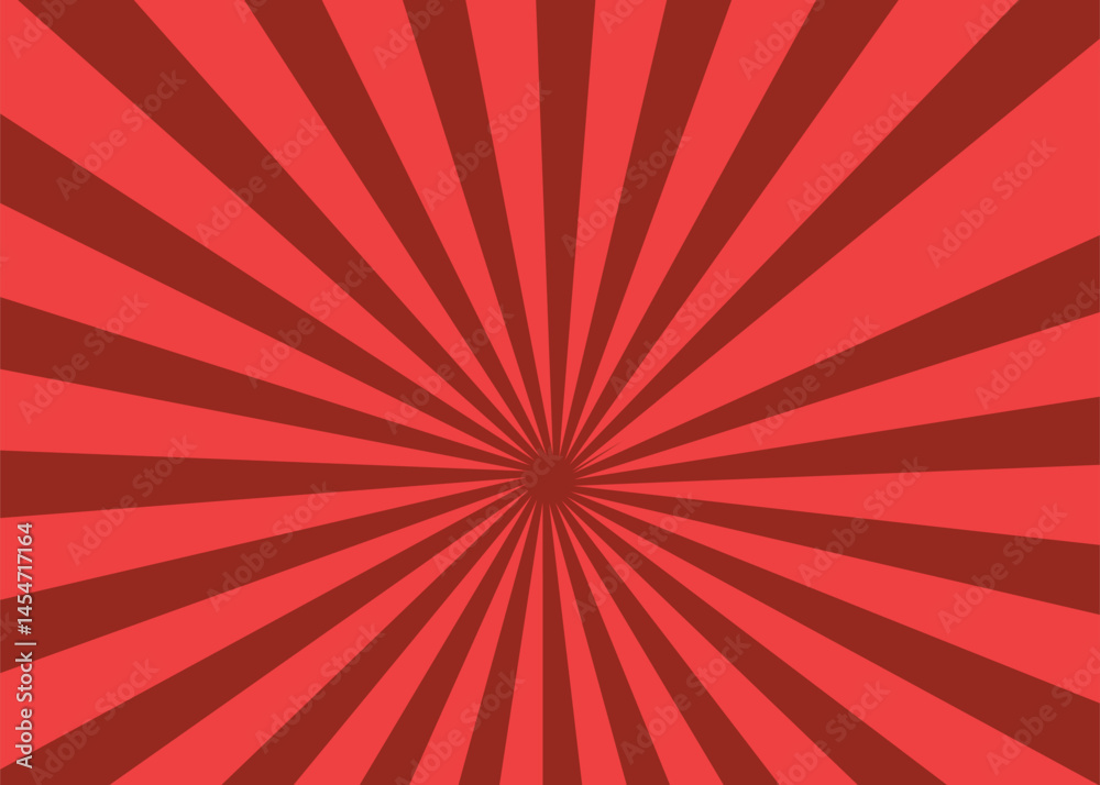 Fototapeta premium Abstract dark red sun rays sunburst backdrop background. seamless retro vintage burst sunrise . Cartoon pop art template summer banner background.