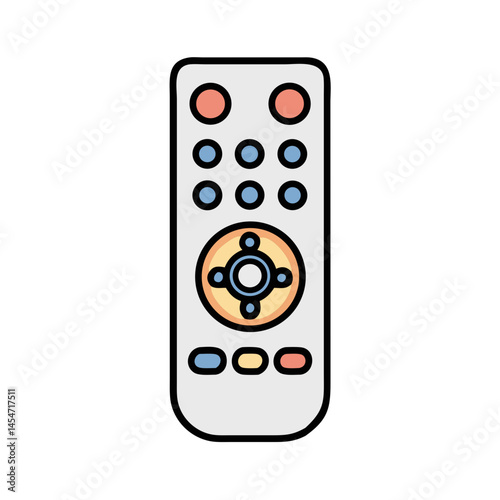 Modern remote control with buttons icon in flat design