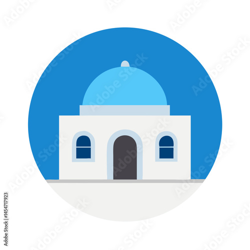 Greek-style white building with blue dome