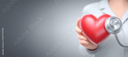 A Healthcare Professional is Holding a Heart While Utilizing a Stethoscope in Their Work
