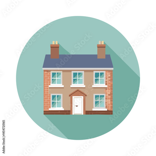 Brick townhouse flat icon front view