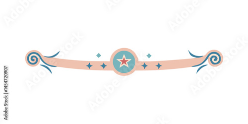 Beige curved divider with center star and sparkles