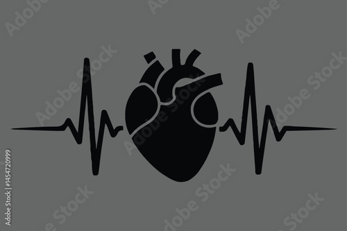 human heart silhouette vector graphic
