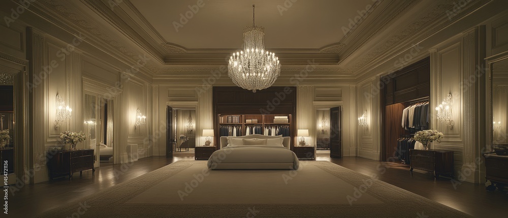 Luxurious bedroom interior design with opulent furnishings. Luxurious bedroom interior design with opulent furnishings.