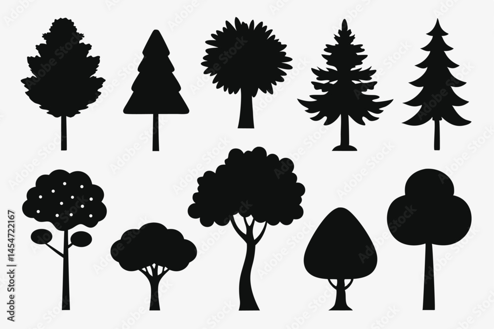 Fototapeta premium Nature Tree Silhouettes – Minimal Botanical and Outdoor Icons