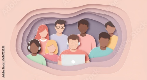 Pastel group of people