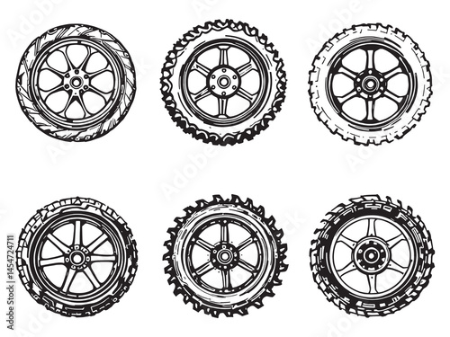 Line Art Seeder Wheel Graphic for Farming Concept