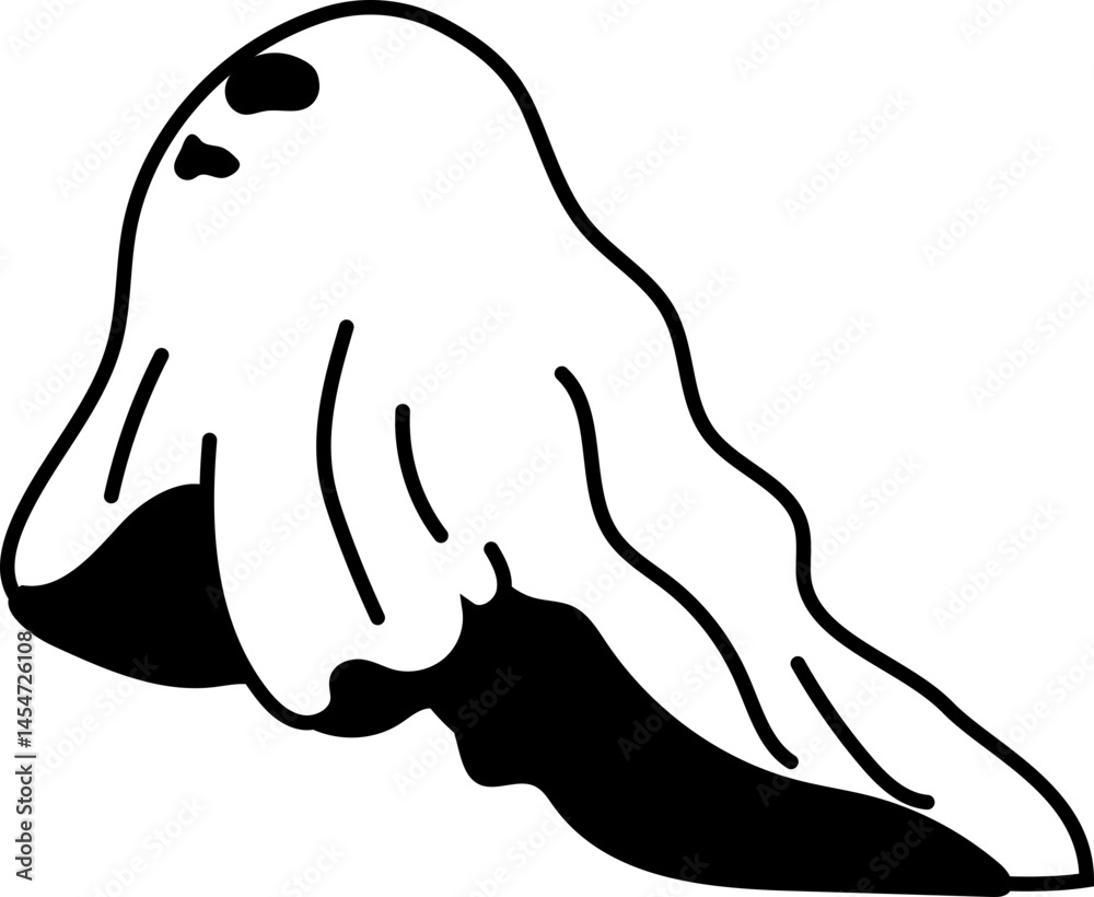 Ghost Side View with Flowing Sheet in Halloween Theme Ghost Side View with Flowing Sheet in Halloween Theme