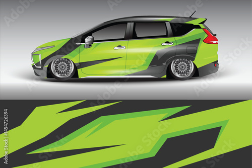 Sporty Green Car Design with Dynamic Graphics