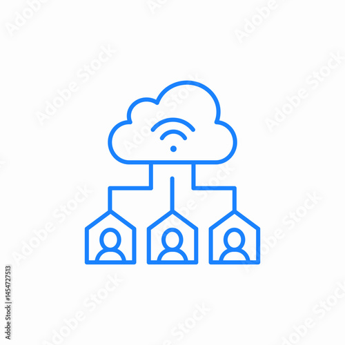 cloud services accessible from home remote data access internet of things iot distributed network of users icon sign vector