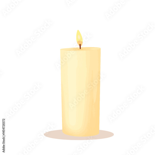 Elegant ivory candle flickering in serene light, purity concept