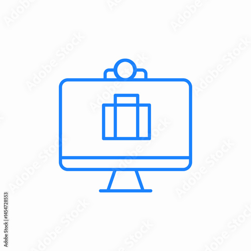 computer monitor suitcase or briefcase online travel booking icon sign vector