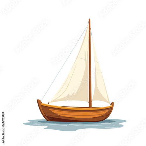 Classic wooden sailboat gliding on calm sea, elegance in simplicity