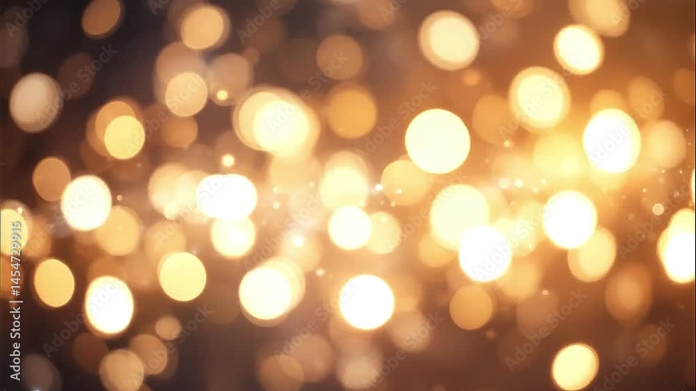 Video animation of soft bokeh lights twinkling in a warm, golden glow dolly in Video animation of soft bokeh lights twinkling in a warm, golden glow dolly in