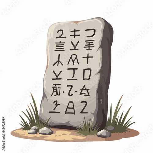 Ancient stone tablet adorned with symbols, historical significance