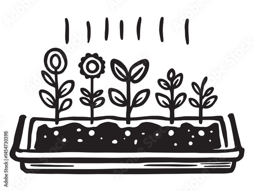 Line drawing of Seedling Heat Mat for plant care