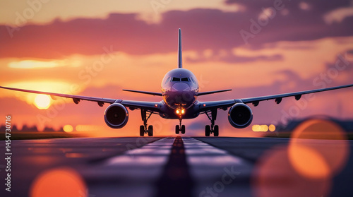 Obraz na płótnie airplane at sunset. w salonie