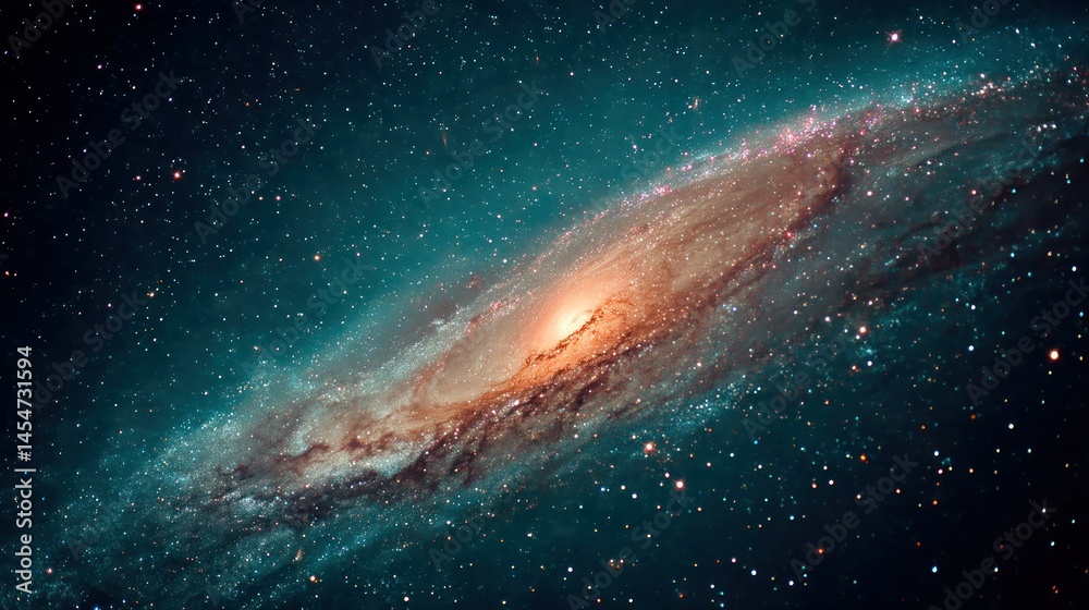 Fototapeta premium Majestic spiral galaxy view amidst countless twinkling stars