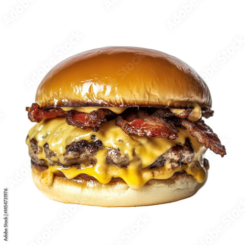 Bacon Cheeseburger (Five Guys) isolated on white background