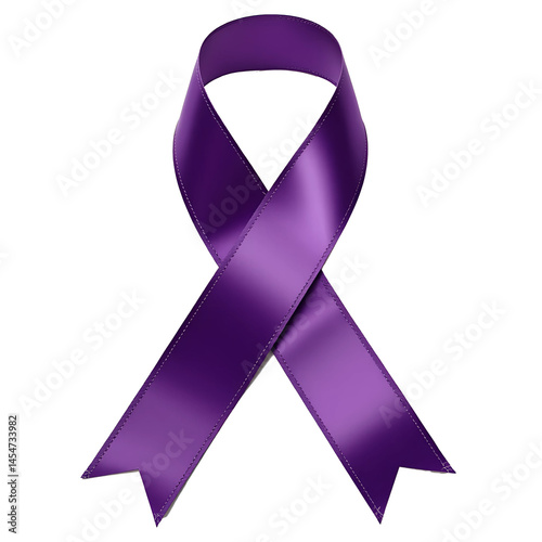 Stylish purple ribbon on a transparent background, perfect for awareness campaigns, events, and festive designs. Ideal for showcasing support, elegance, and creativity in your projects.