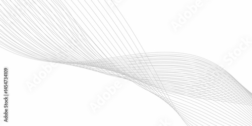 vector illustration of smooth, intersecting curved lines forming an abstract wave pattern. The lines should be thin, evenly spaced, and gray in color, flowing horizontally across a white background. 