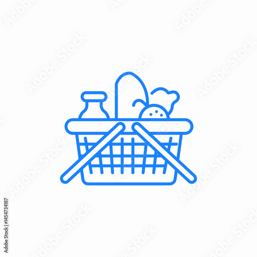 grocery cart in store food delivery milk bread apple bakery or vegetables icon sign vector