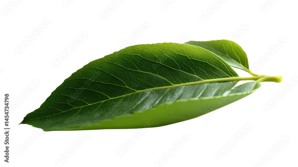 Obraz premium Leafy Green: A close-up shot of a vibrant green leaf, showcasing its natural texture and veins in bright daylight.