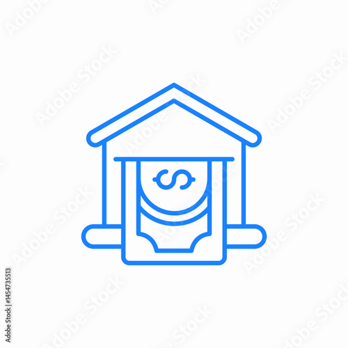 house or building dollar bill icon sign vector