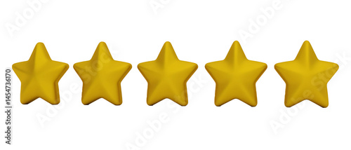 Vibrant 3D golden stars on a transparent background, perfect for awards, ratings, and creative design projects. Enhance your visuals with a touch of elegance and recognition today.