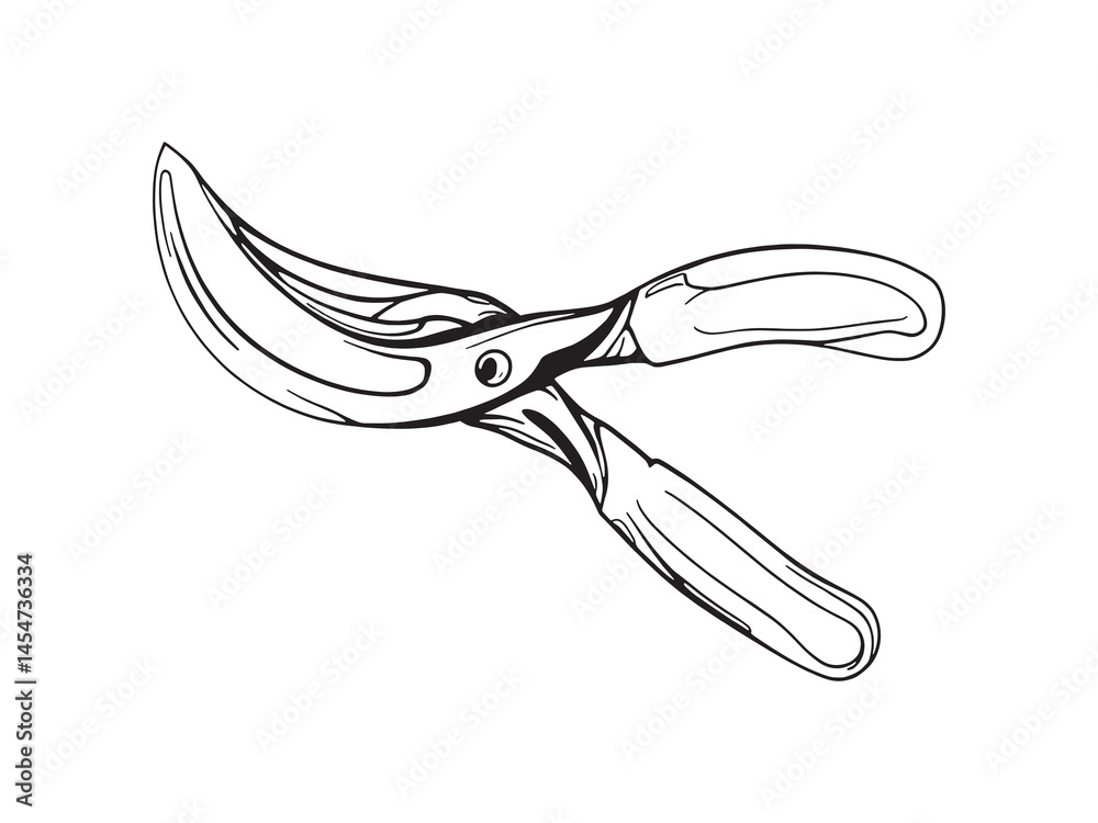 Lopper line art icon detailed pruning shears graphic Lopper line art icon detailed pruning shears graphic