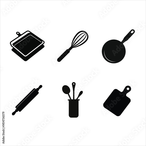 Kitchen tools silhouette vector illustration