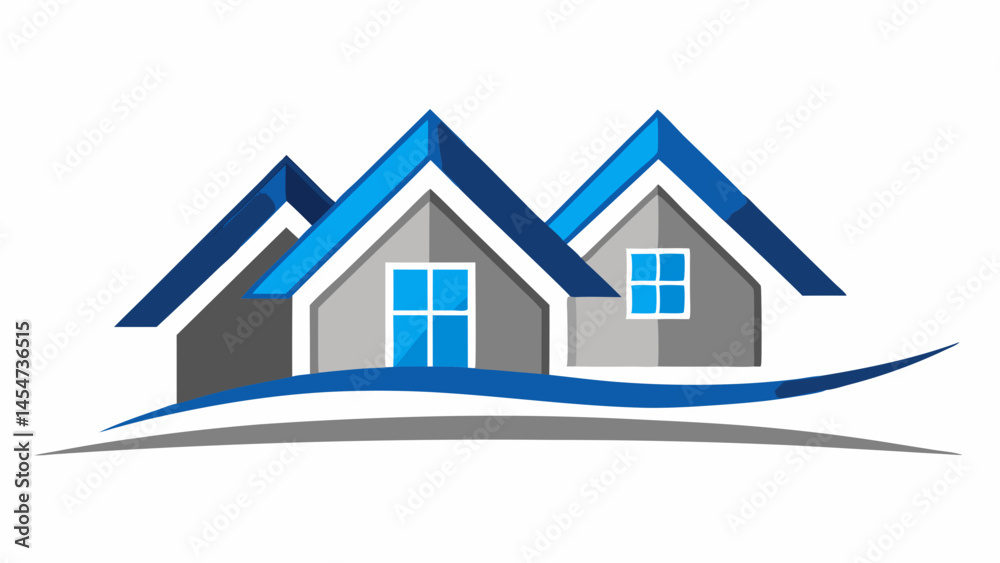 Dream Home Blue Roof Modern Design New Build Real Estate Logo Property House Modern Architecture Dream Home Blue Roof Modern Design New Build Real Estate Logo Property House Modern Architecture