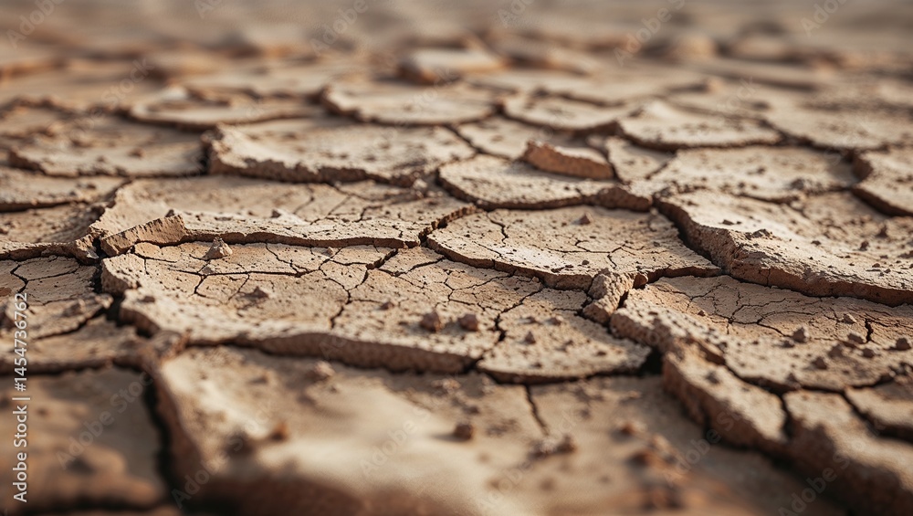 Fototapeta premium Close-up view of cracked earth surface.