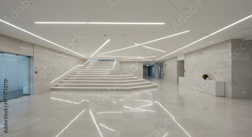 Modern White Building Interior isolated on transparent background photo
