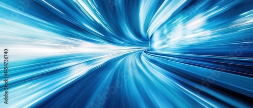 Light races through tunnel, creating abstract sense speed, energy.