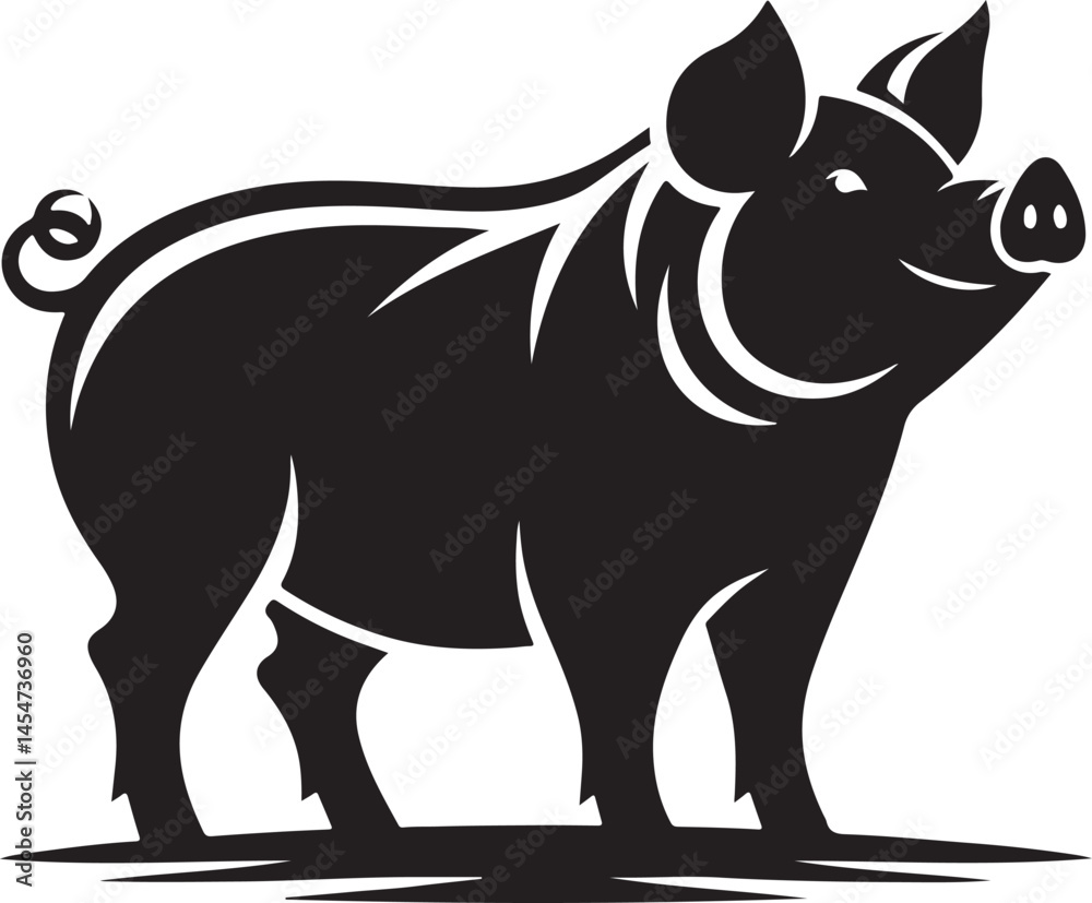 Obraz premium Pig graphic icon. Pig black silhouette isolated on white background. Vector illustration