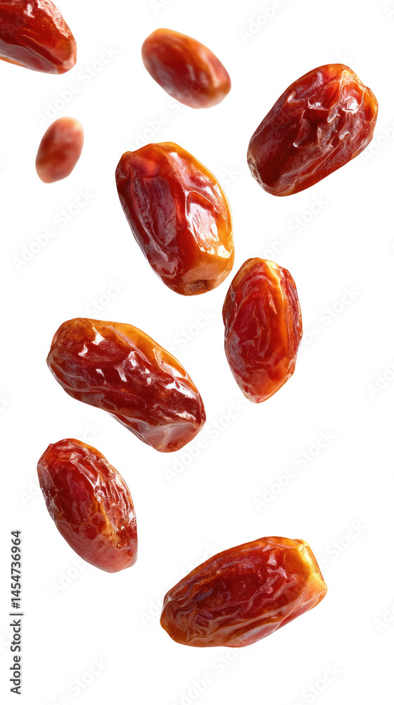 Premium Quality Dates Falling on transparent background Premium Quality Dates Falling on transparent background