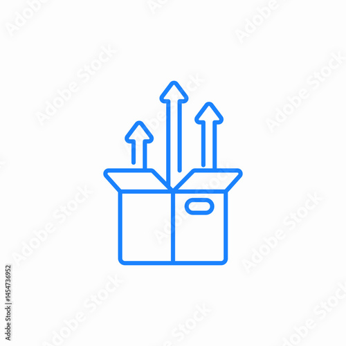 open cardboard box sending unloading icon sign vector
