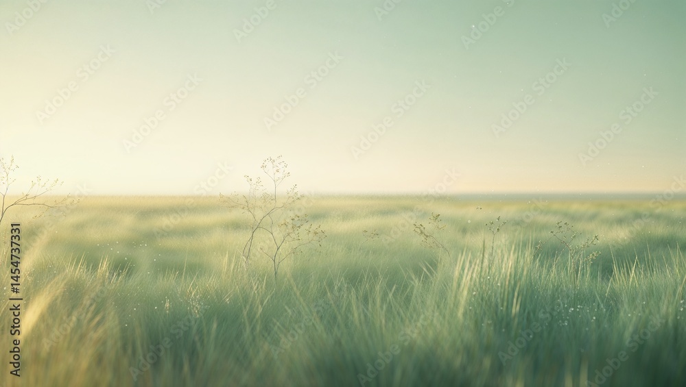 Gentle, golden light across a vast, grassy field. Gentle, golden light across a vast, grassy field.