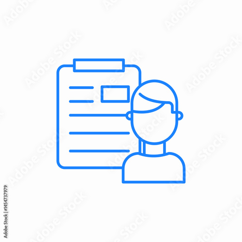 person with tablet and clipboard document survey interview registration icon sign vector