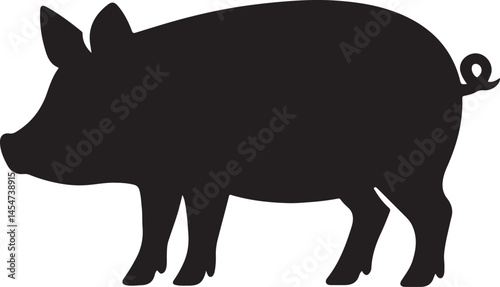 Pig graphic icon. Pig black silhouette isolated on white background. Vector illustration