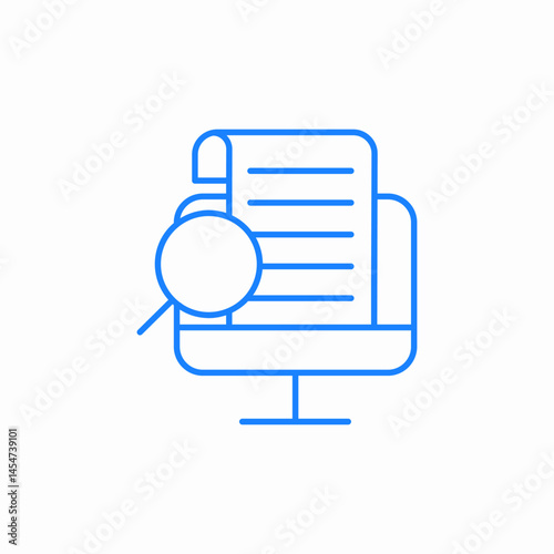 searching information on screen detailed text examination on computer icon sign vector