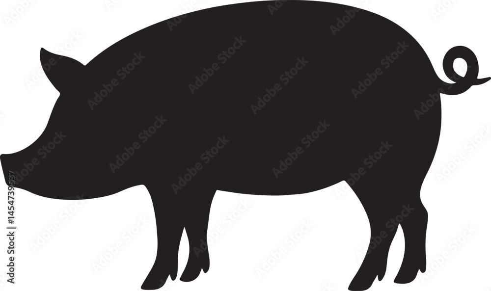 Fototapeta premium Pig graphic icon. Pig black silhouette isolated on white background. Vector illustration
