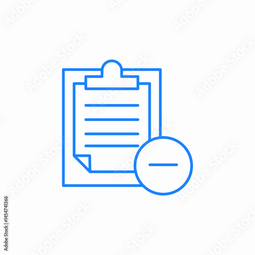 tablet with clipboard sheet of paper document deletion minus icon sign vector