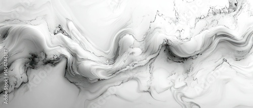 Abstract monochrome swirling forms evoke ethereal atmosphere with modern design, suggesting fluid motion.